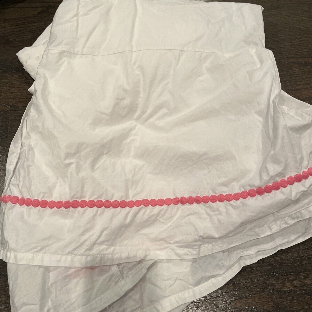 PB Teen Pop Dot Bed Skirt - Pink; Full